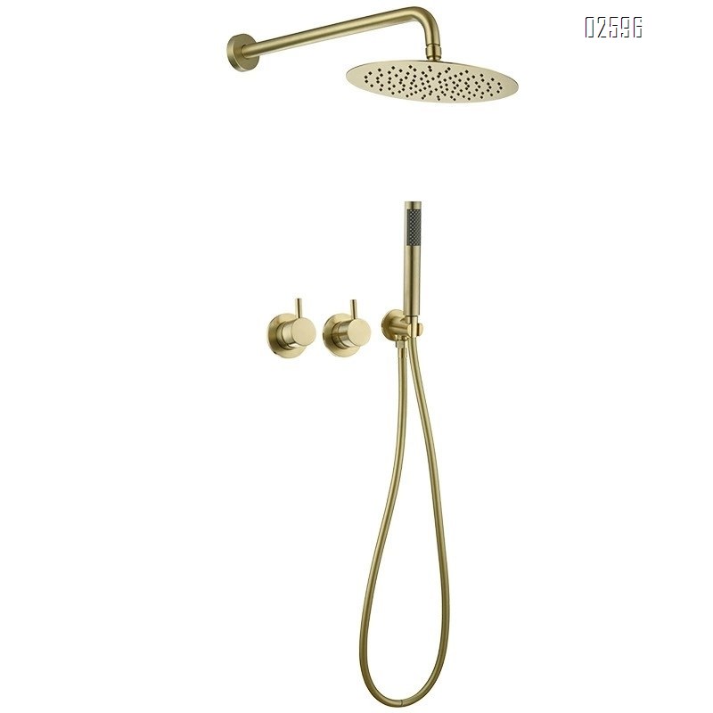 All-Brass  black cold and hot embedded wall concealed shower head set hotel bathroom home mixing valve