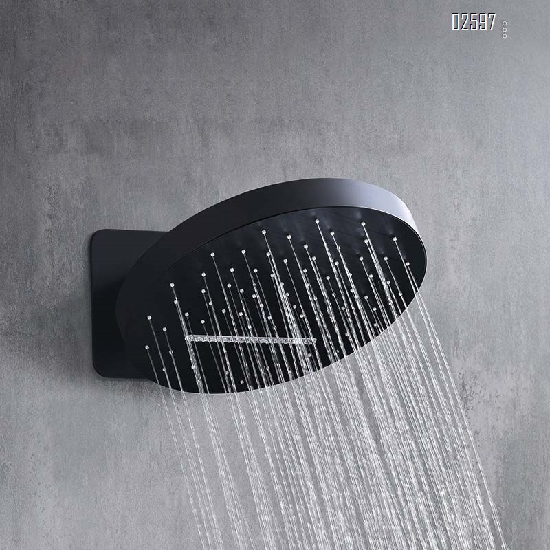 Wall-mounted intelligent temperature control hidden shower set all Brass  black cold and hot rain shower waterfall hidden faucet