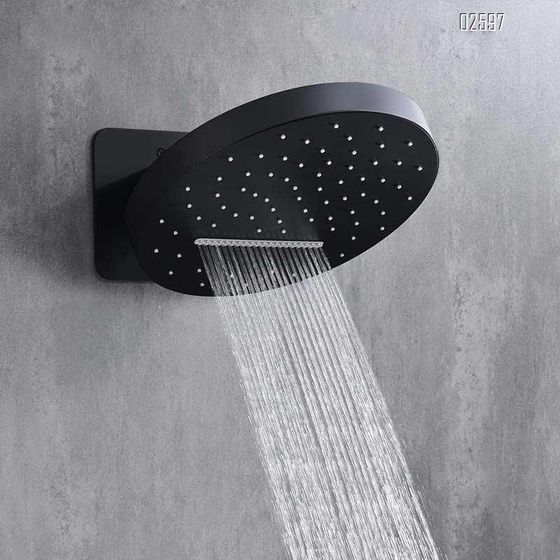 Wall-mounted intelligent temperature control hidden shower set all Brass  black cold and hot rain shower waterfall hidden faucet