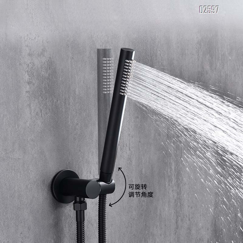 Wall-mounted intelligent temperature control hidden shower set all Brass  black cold and hot rain shower waterfall hidden faucet