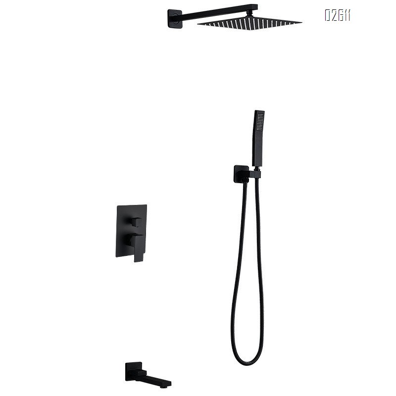 Minimalist concealed shower set hotel full Brass in-wall embedded home pressure shower set
