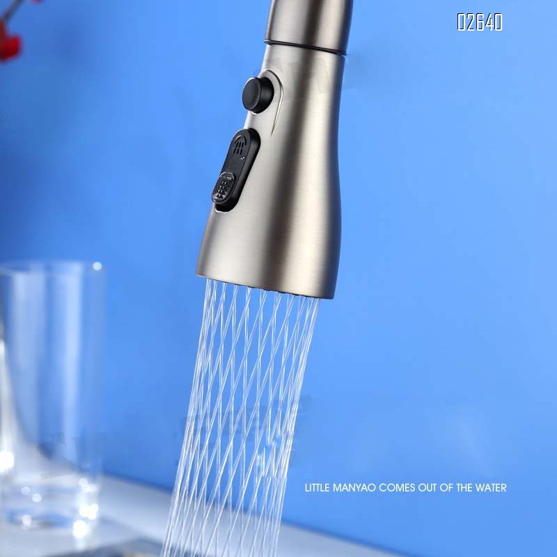 Kitchen gun gray all Brass cold and hot water faucet pull-out sink vegetable basin dish pool extendable faucet