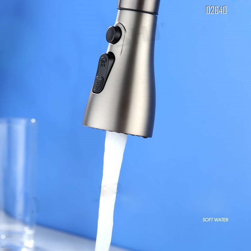Kitchen gun gray all Brass cold and hot water faucet pull-out sink vegetable basin dish pool extendable faucet