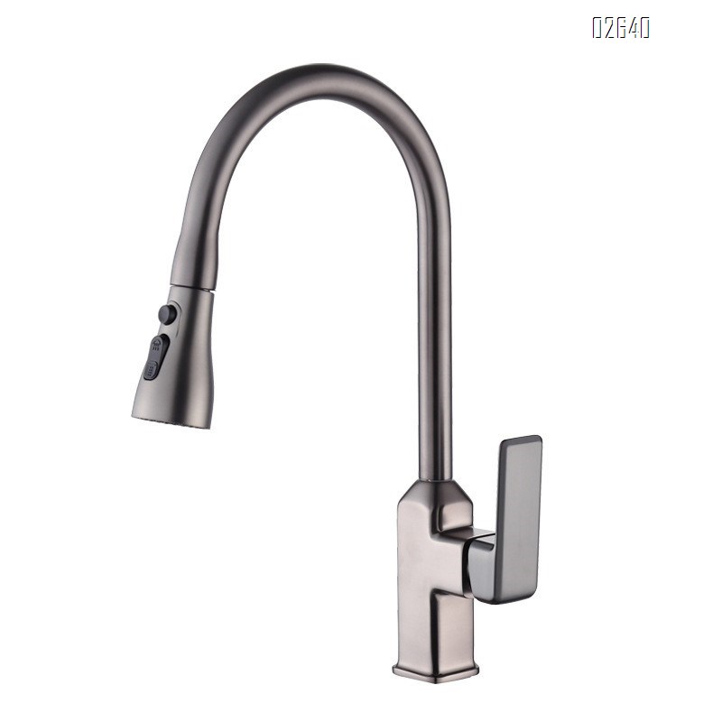 Kitchen gun gray all Brass cold and hot water faucet pull-out sink vegetable basin dish pool extendable faucet