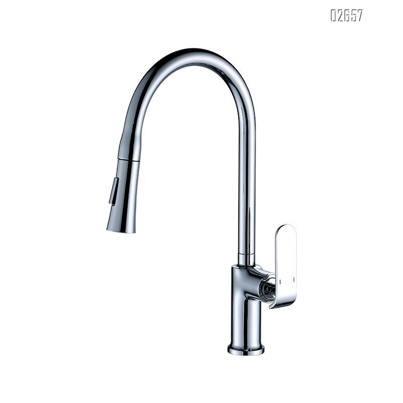 Kitchen faucet pull-out type cold and hot home all-Brass two-in-one head water tank vegetable basin wash basin two-use splash-proof