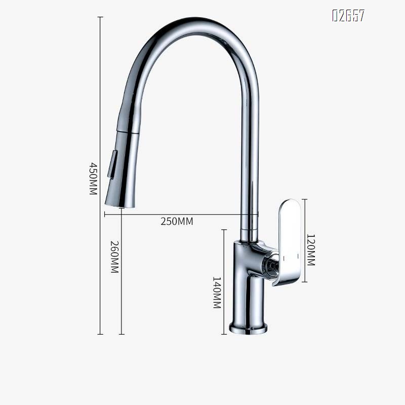 Kitchen faucet pull-out type cold and hot home all-Brass two-in-one head water tank vegetable basin wash basin two-use splash-proof