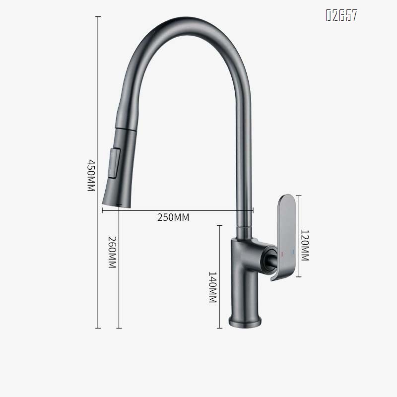Kitchen faucet pull-out type cold and hot home all-Brass two-in-one head water tank vegetable basin wash basin two-use splash-proof