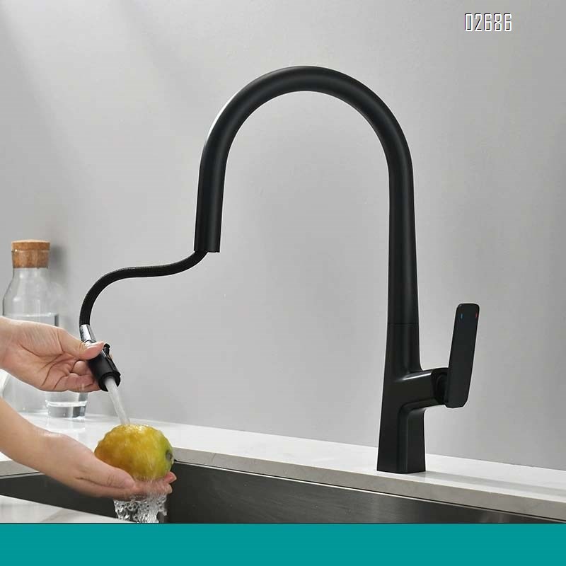 Kitchen faucet pull-out vegetable sink cold and hot wash basin sink faucet home use telescopic faucet