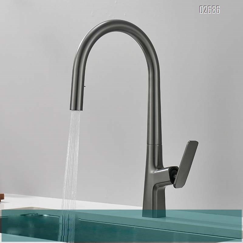 Kitchen faucet pull-out vegetable sink cold and hot wash basin sink faucet home use telescopic faucet