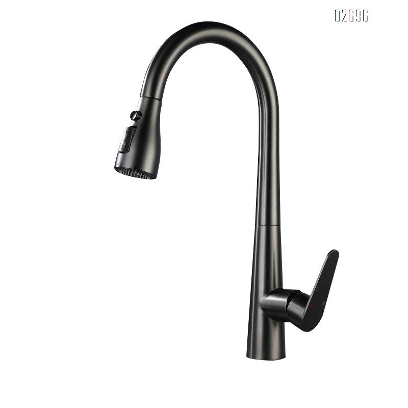 All-Brass Customized processing of the three-functional pull-out faucet for the kitchen cold and hot water sink faucet home set