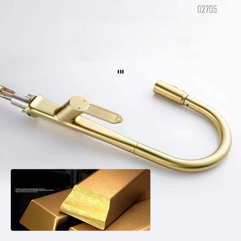 All-Brass pull-out kitchen faucet with hot and cold water for home use multi-directional telescopic anti-splash water faucet sink Tap