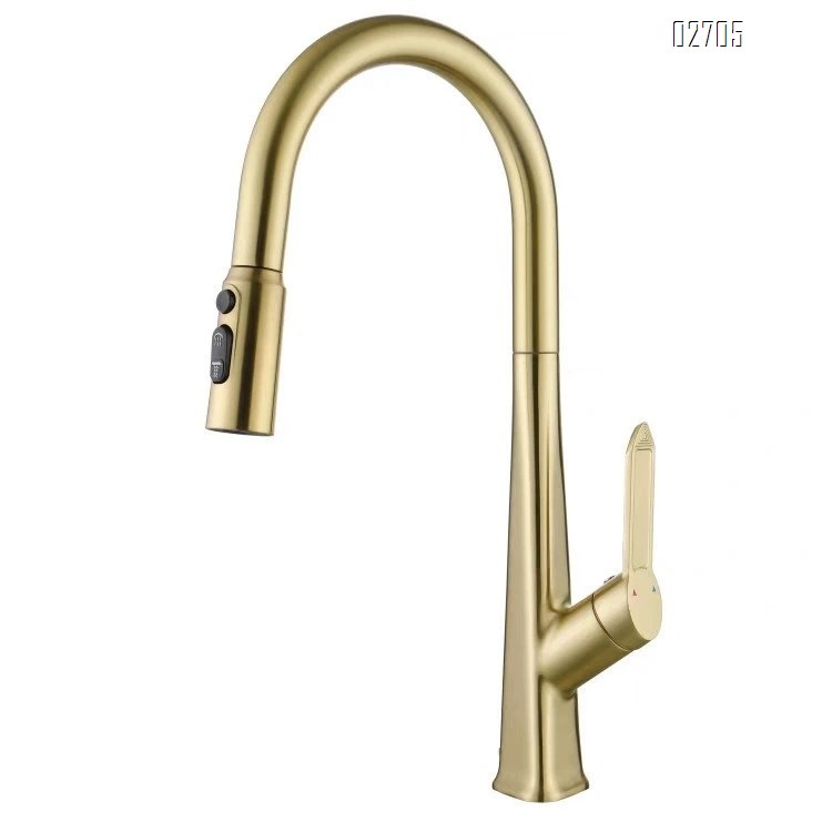 All-Brass pull-out kitchen faucet with hot and cold water for home use multi-directional telescopic anti-splash water faucet sink Tap