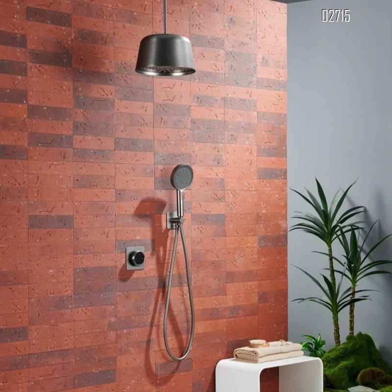 White concealed embedded hidden ceiling light shower hidden embedded precast cold and hot full Brass pressure shower set