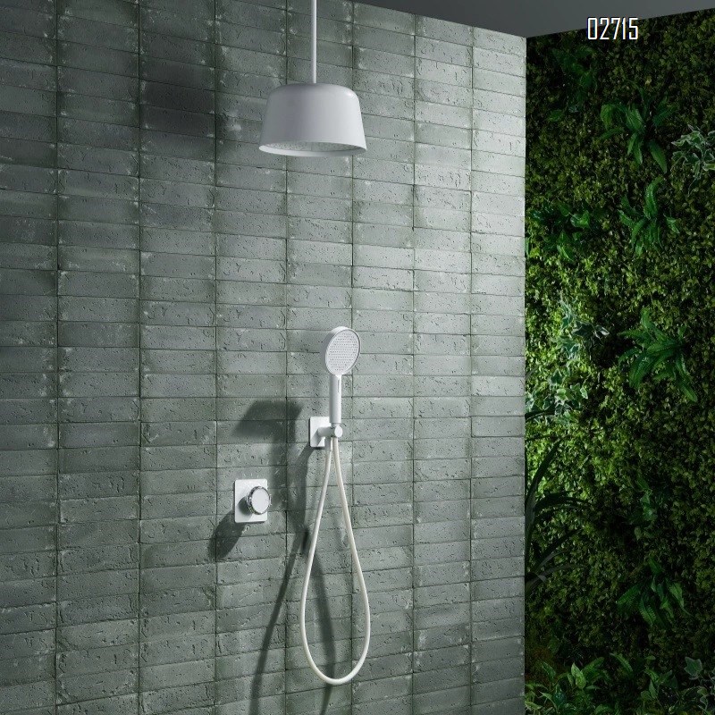 White concealed embedded hidden ceiling light shower hidden embedded precast cold and hot full Brass pressure shower set