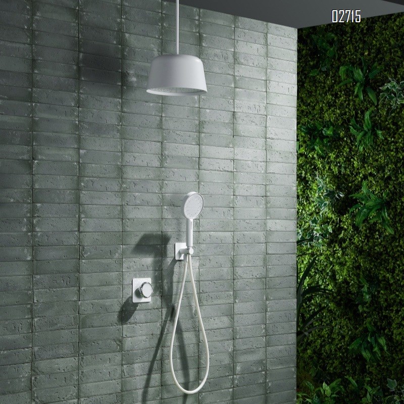 White concealed embedded hidden ceiling light shower hidden embedded precast cold and hot full Brass pressure shower set