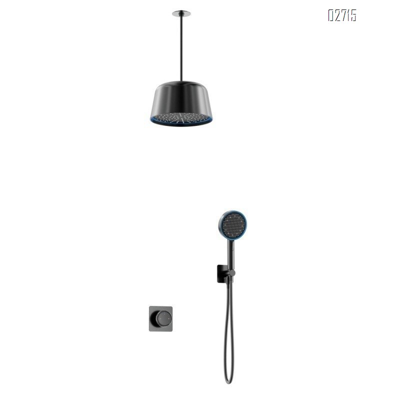 White concealed embedded hidden ceiling light shower hidden embedded precast cold and hot full Brass pressure shower set