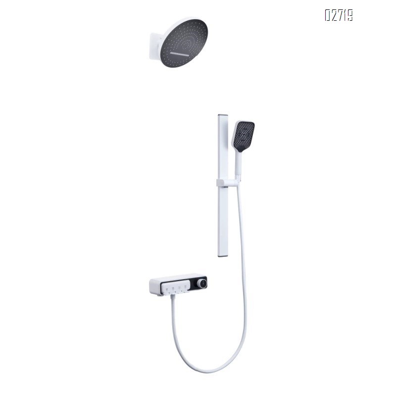 New home gun gray Brushed dark hidden shower set waterfall digital display embedded Wall-mounted shower head
