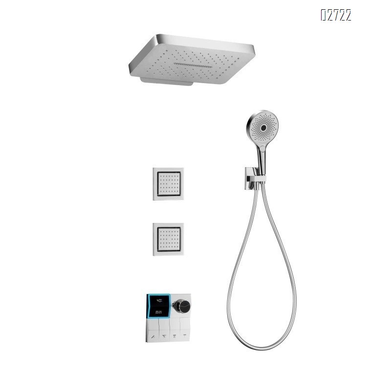 Wall-mounted concealed waterfall shower head all Brass embedded hidden digital display thermoplastic constant temperature shower