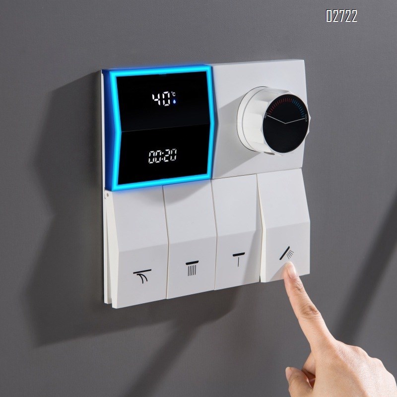 Wall-mounted concealed waterfall shower head all Brass embedded hidden digital display thermoplastic constant temperature shower