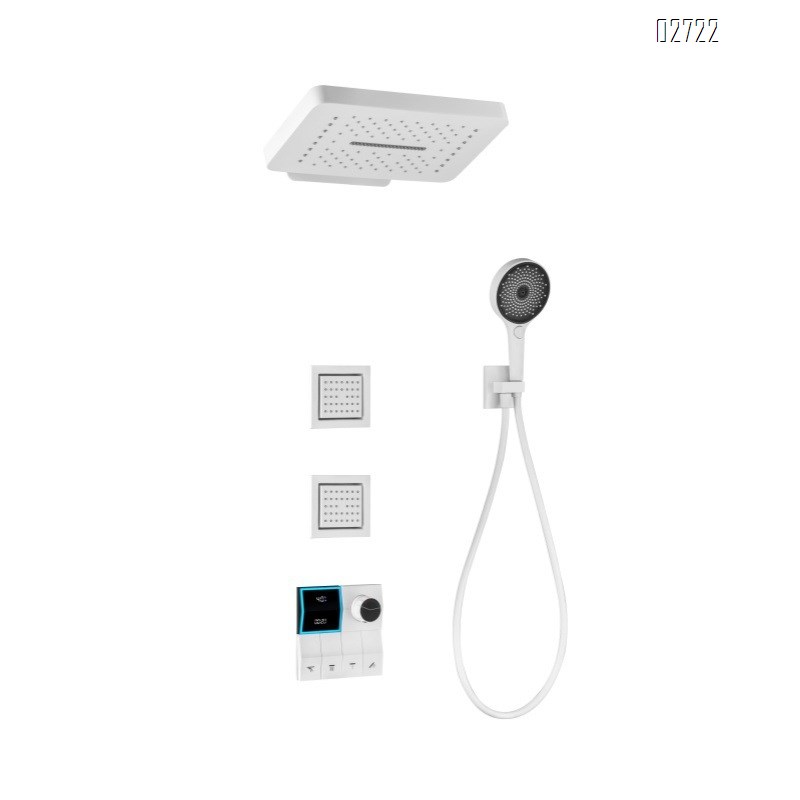 Wall-mounted concealed waterfall shower head all Brass embedded hidden digital display thermoplastic constant temperature shower