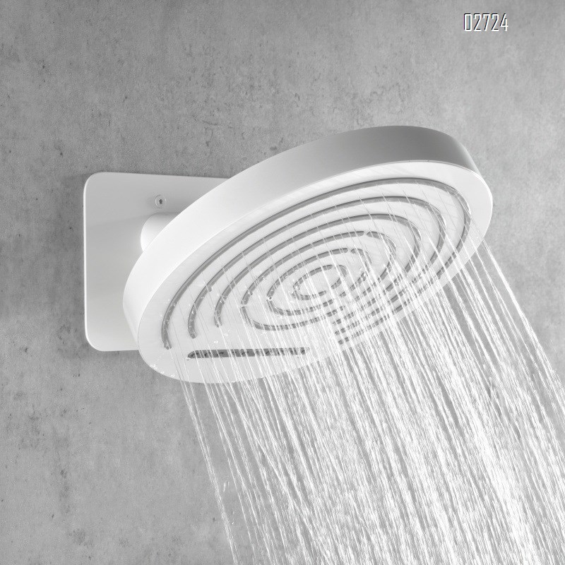 White concealed smart thermostatic shower set with built-in waterfall wall-mounted hot-melt shower head and shower device