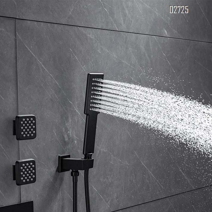 Smart temperature-controlled fully-Brass concealed wall-mounted rain shower with LED light rain shower head