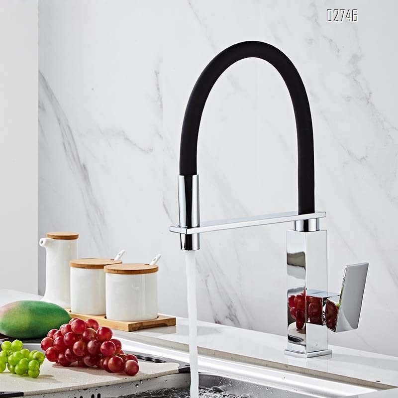 Brass Multi-functional pull-out flexible pipe kitchen faucet sitting chrome-plated full copper mixing Cold and hot water tap