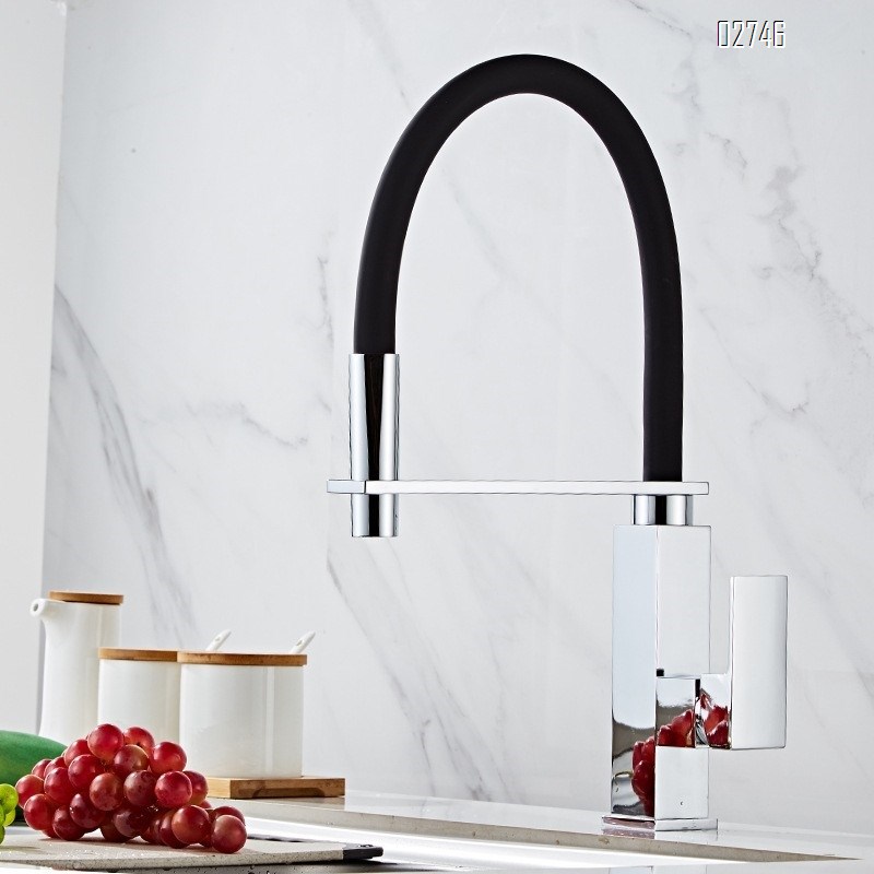 Brass Multi-functional pull-out flexible pipe kitchen faucet sitting chrome-plated full copper mixing Cold and hot water tap