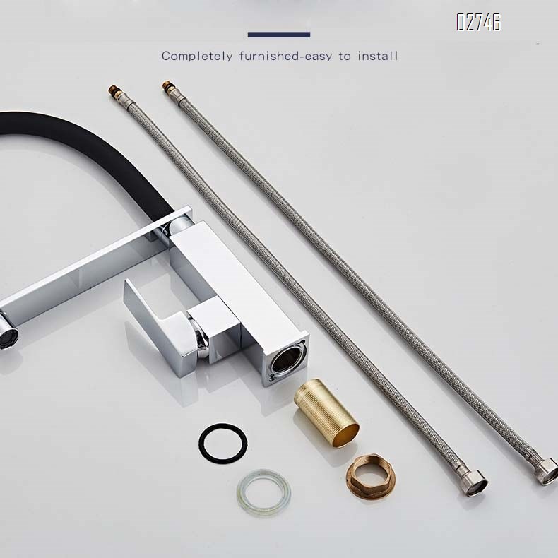 Brass Multi-functional pull-out flexible pipe kitchen faucet sitting chrome-plated full copper mixing Cold and hot water tap