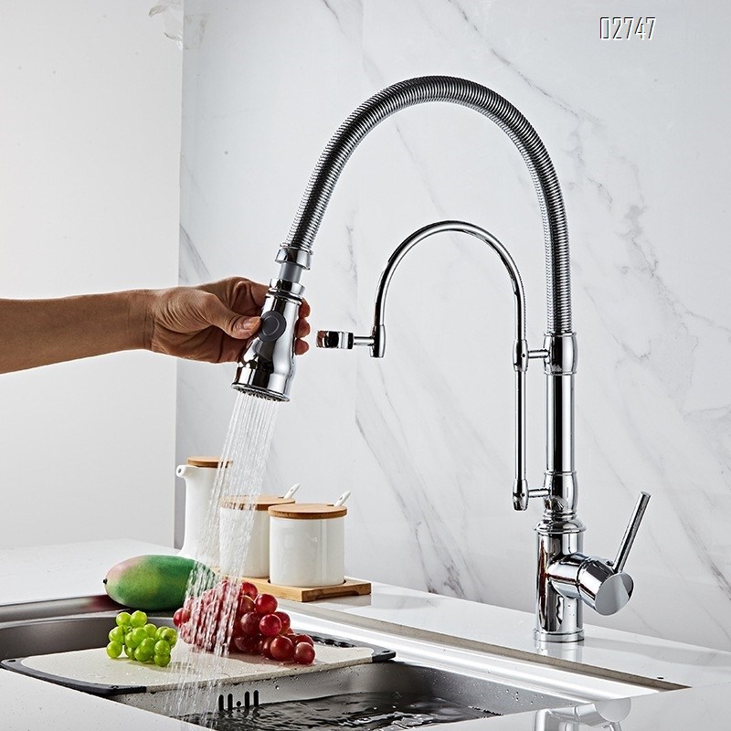 Pliers-style full brass water purification faucet pull-down spring kitchen faucet cold and hot wash basin faucet