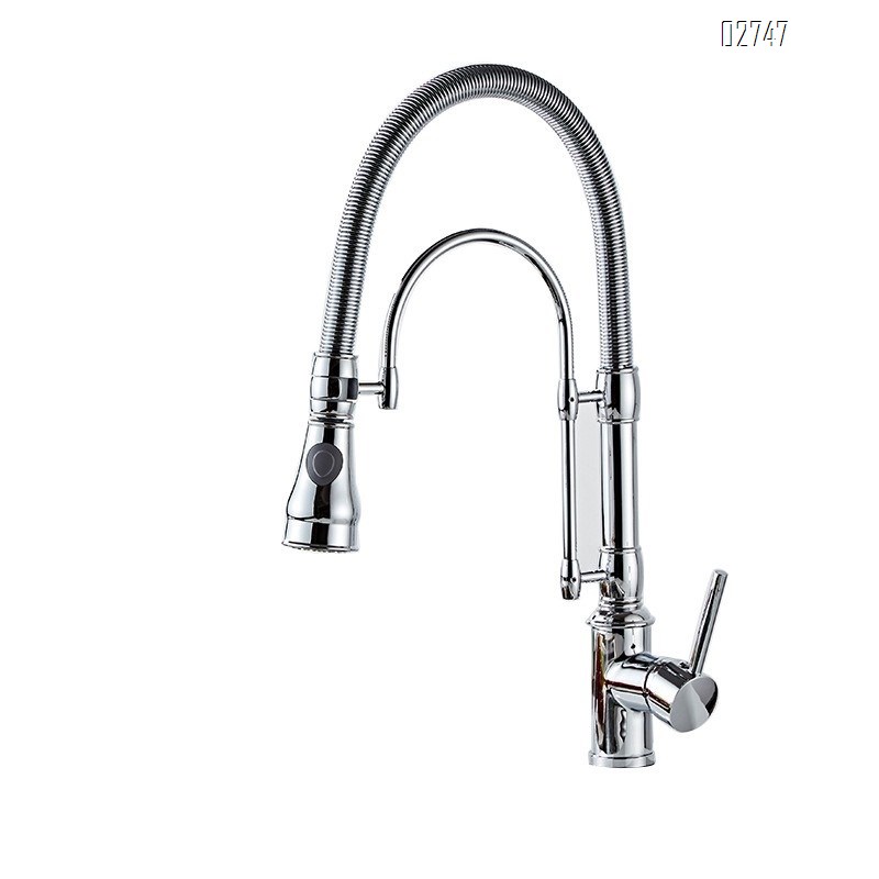 Pliers-style full brass water purification faucet pull-down spring kitchen faucet cold and hot wash basin faucet