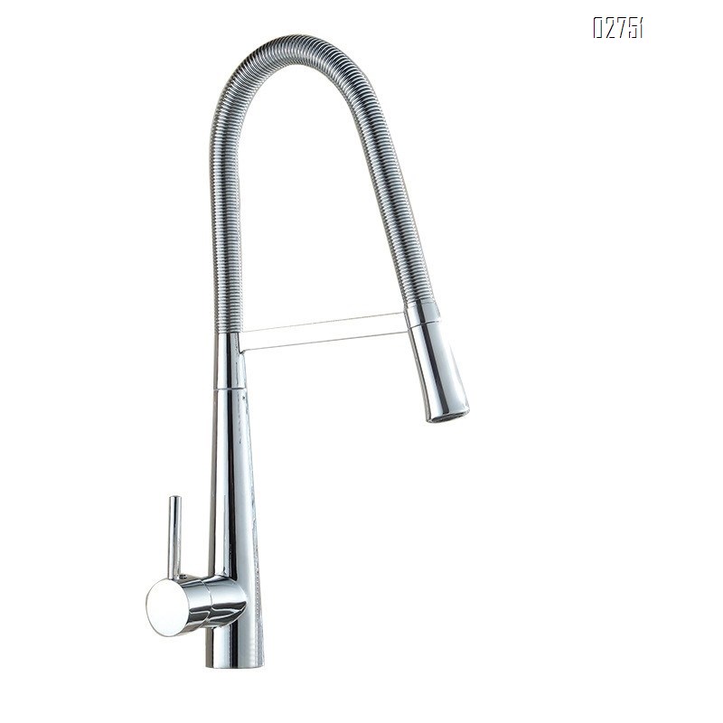 modern Pull-down cold and hot kitchen faucet all brass telescopic sink sprayer faucet