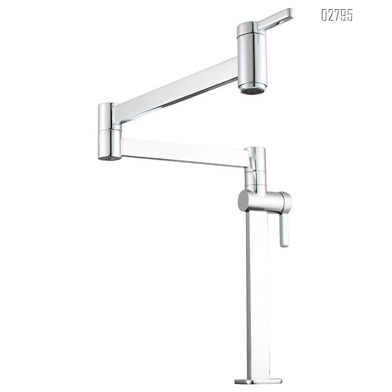 Brass extendable folding kitchen single cold water faucet stove vertical faucet double handle vegetable basin sink telescopic faucet