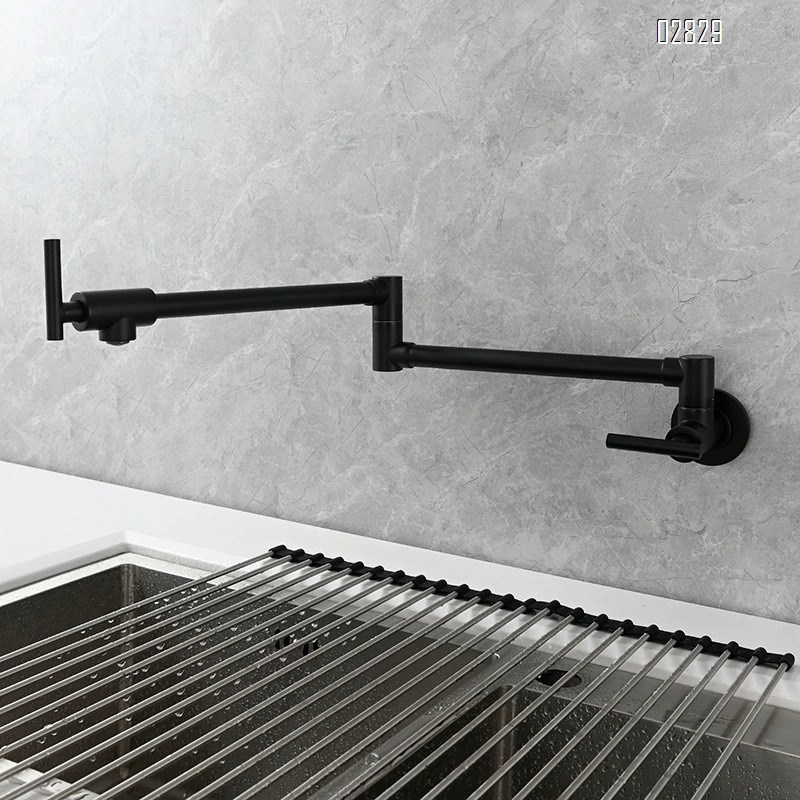 Wall-mounted single cold tap kitchen folding faucet bathroom basin faucet with double switch rotary laundry faucet