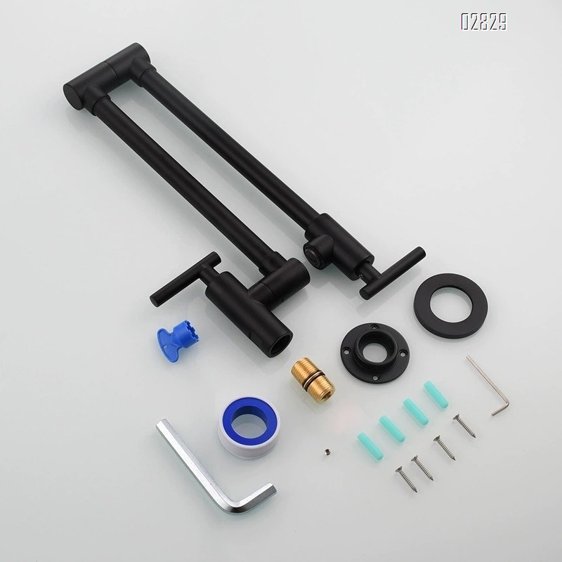 Wall-mounted single cold tap kitchen folding faucet bathroom basin faucet with double switch rotary laundry faucet