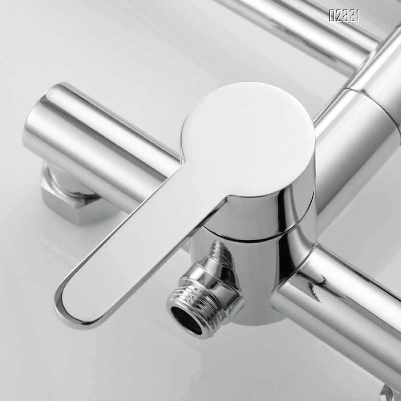 Wall-mounted kitchen faucet with hot and cold water foldable and extendable with a spray head for washing dishes and stove top set