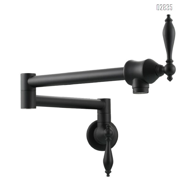 Brass European style kitchen foldable faucet with double switch built-in wall faucet for balcony wash basin tap