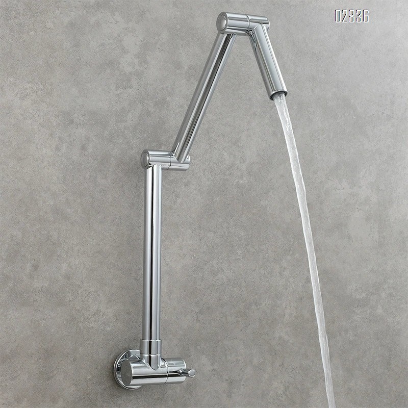 Single cold built-in wall-mounted faucet sink vegetable wash basin rotary extension faucet kitchen folding faucet