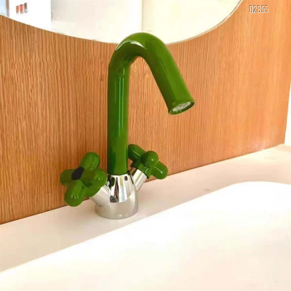 Italian candy green cute red blue white  faucet all Brass cold and hot bathroom under the sink double switch Basin Faucet