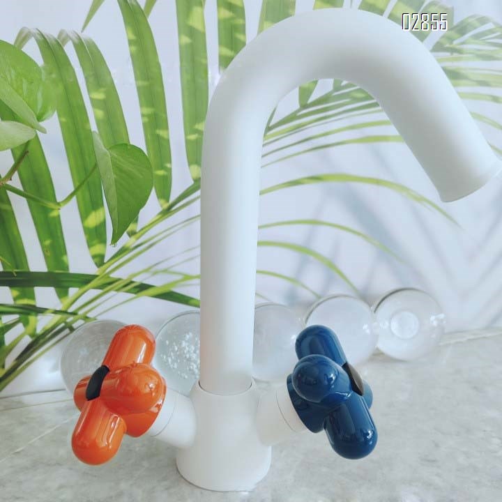 Italian candy green cute red blue white  faucet all Brass cold and hot bathroom under the sink double switch Basin Faucet