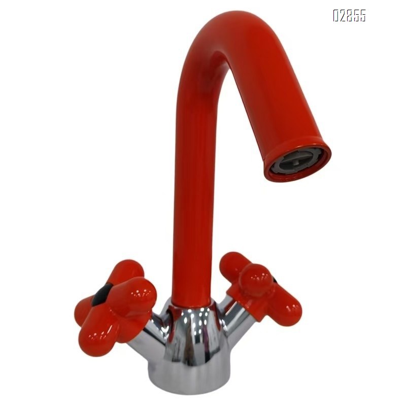 Italian candy green cute red blue white  faucet all Brass cold and hot bathroom under the sink double switch Basin Faucet