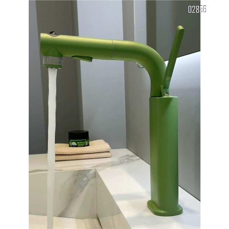 German green and white wash basin up and down faucet pull-out cold and hot wash basi bathroom