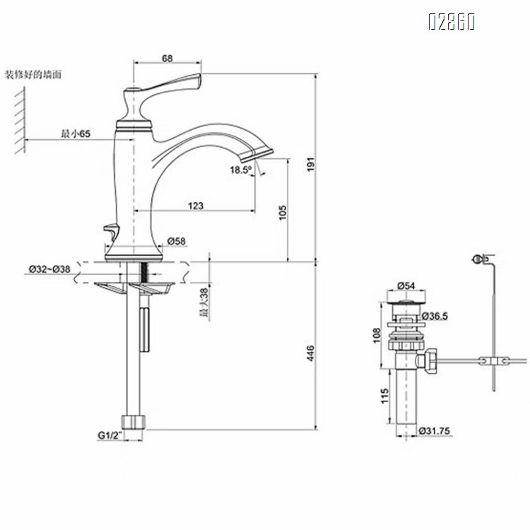 All brass Cold and hot water Basin faucet Single Hole pure all brass wash basin faucet Chrome Finished