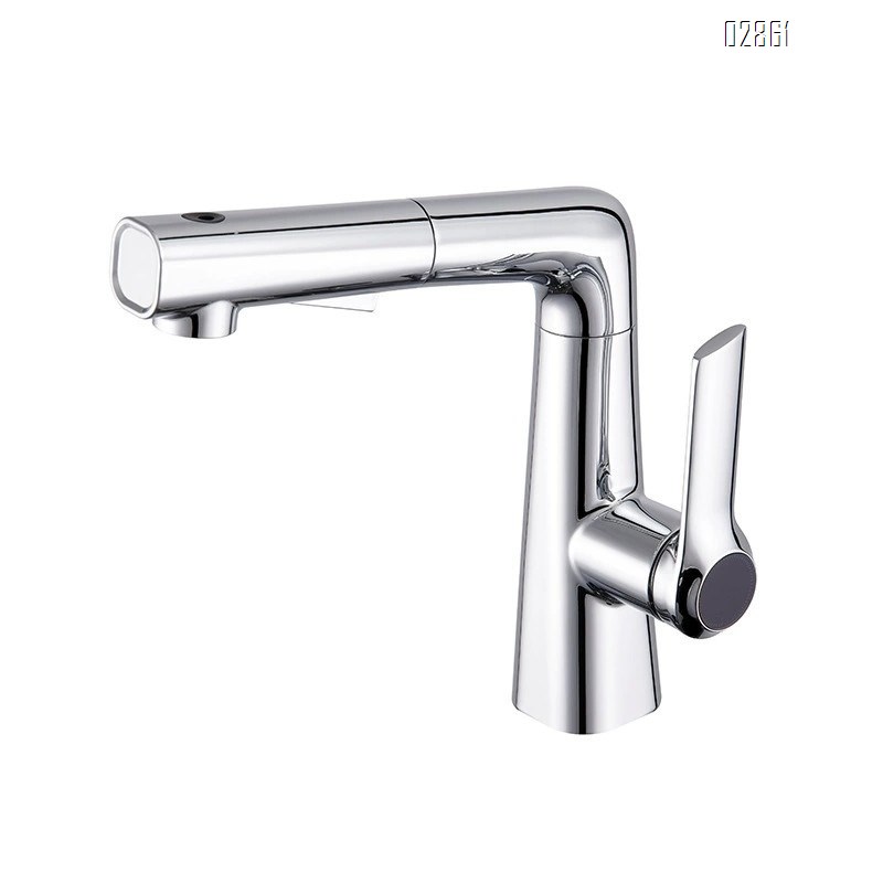 all brass Pull-out swivel faucet for bathroom sink dual-mode hot and cold water outlet for home use