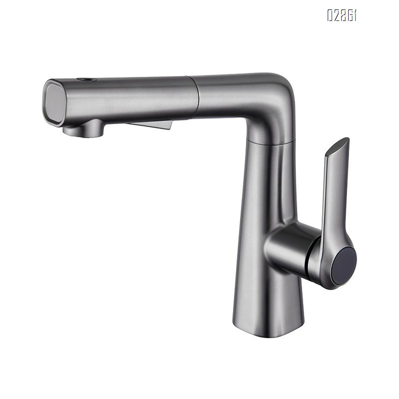 all brass Pull-out swivel faucet for bathroom sink dual-mode hot and cold water outlet for home use