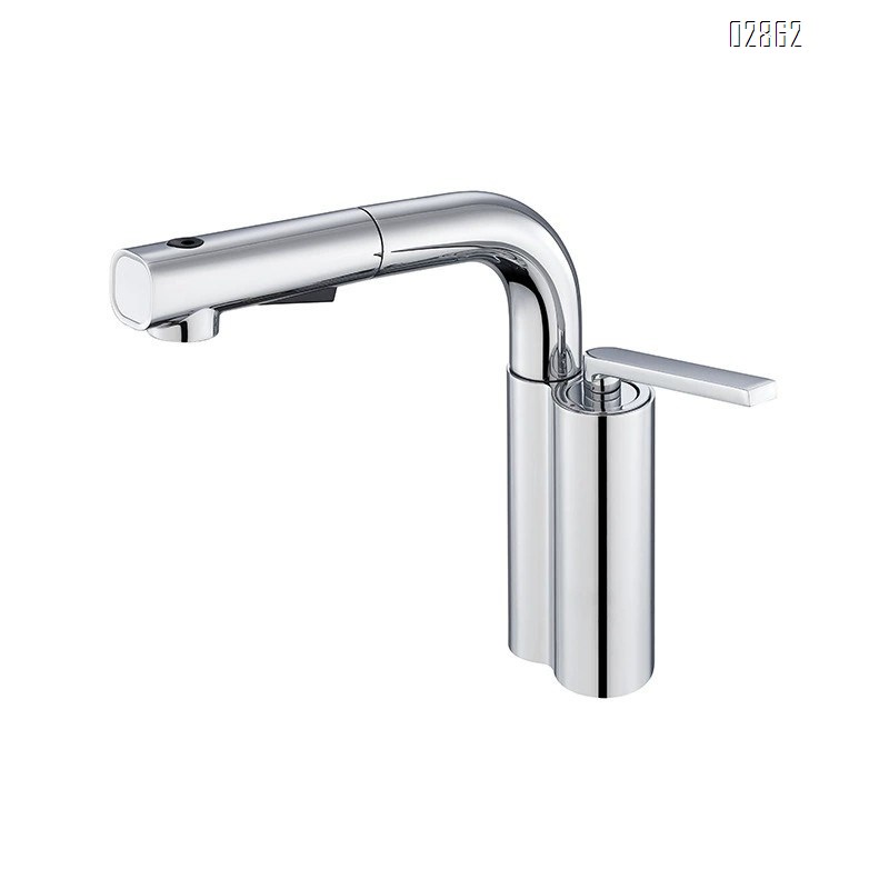 White swivel basin pull-out faucet all Brass cold and hot water rotating bathroom wash basin under-mount sink with adjustableTap