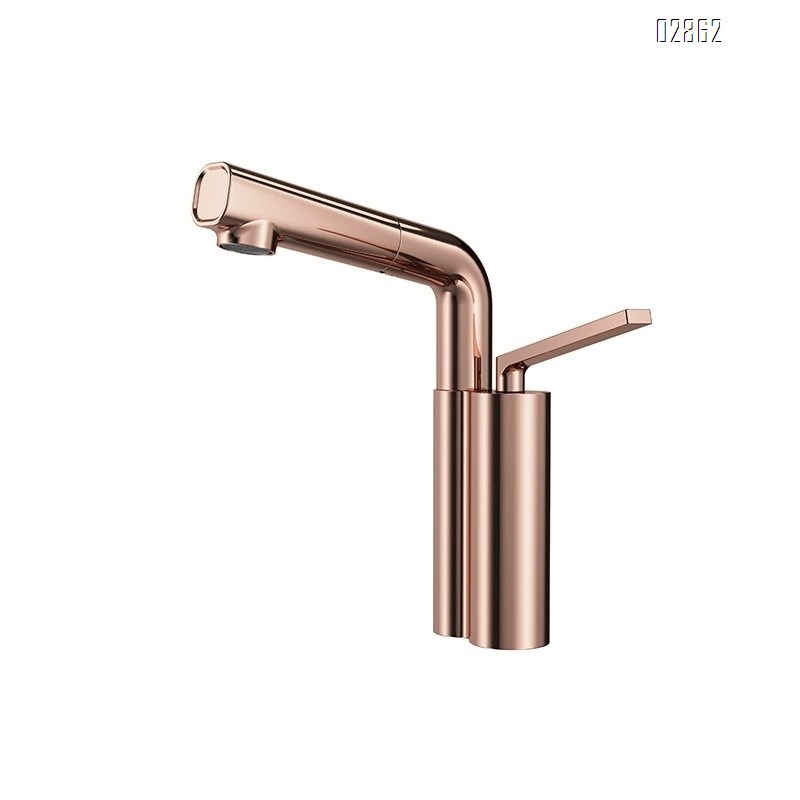 White swivel basin pull-out faucet all Brass cold and hot water rotating bathroom wash basin under-mount sink with adjustableTap
