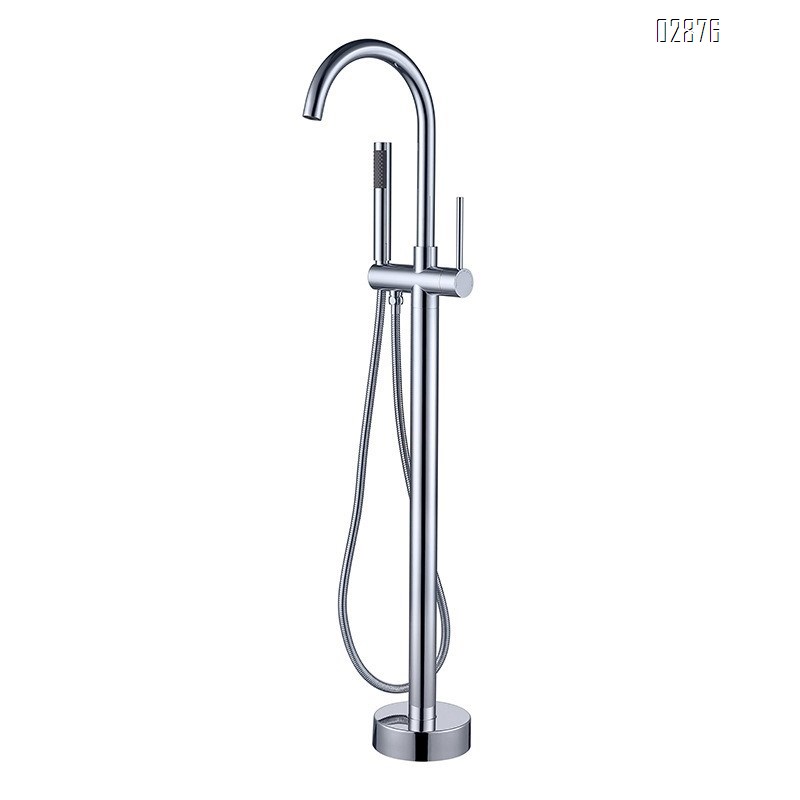 Bathroom home use floor standing bathtub faucet hotel column basin side all Brass black dual function faucet