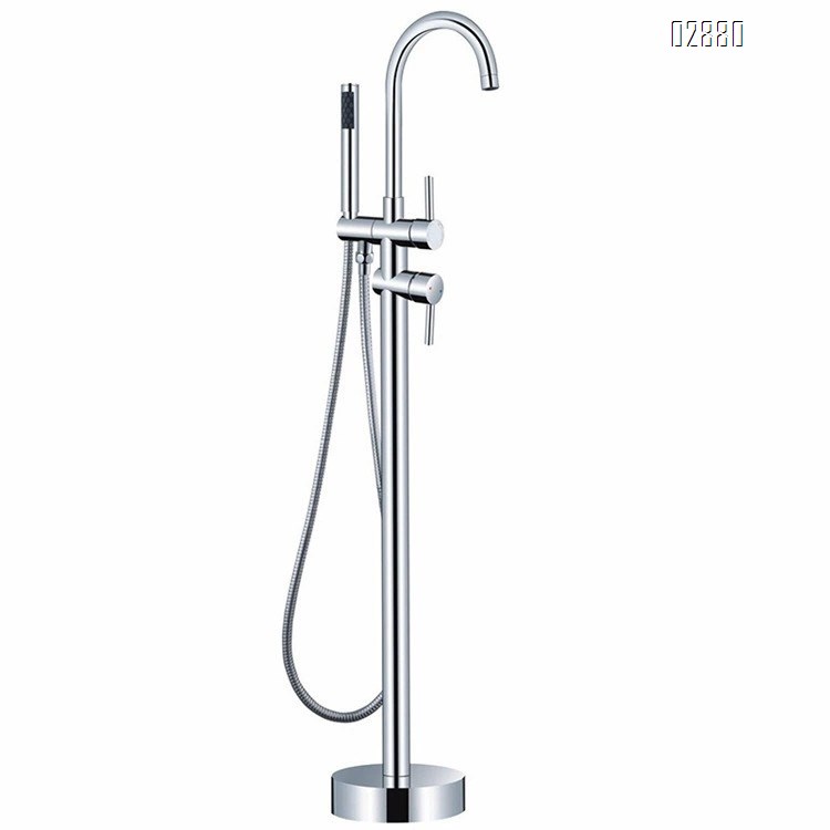 Bathroom embedded box floor bathtub faucet standing type concubine bathtub shower all Brass cold and hot water faucets