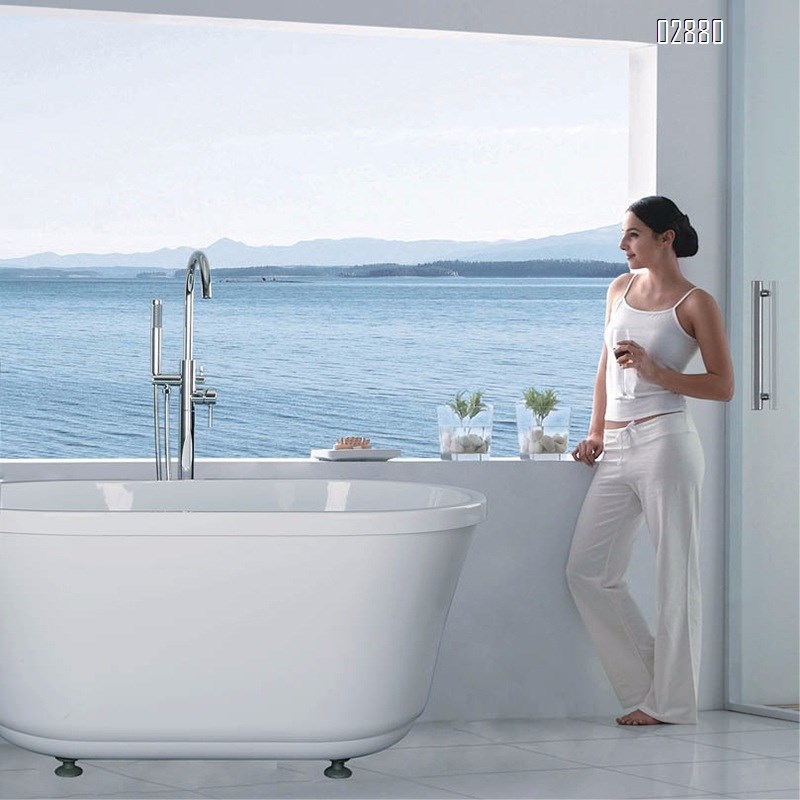 Bathroom embedded box floor bathtub faucet standing type concubine bathtub shower all Brass cold and hot water faucets